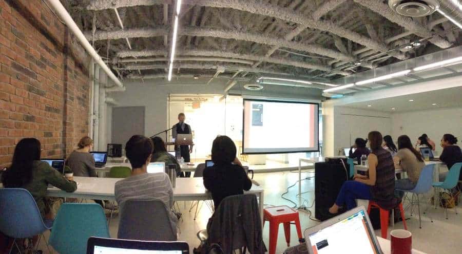 Workshop participants at Ladies Learning Code's Intro to Jquery class in August 2014