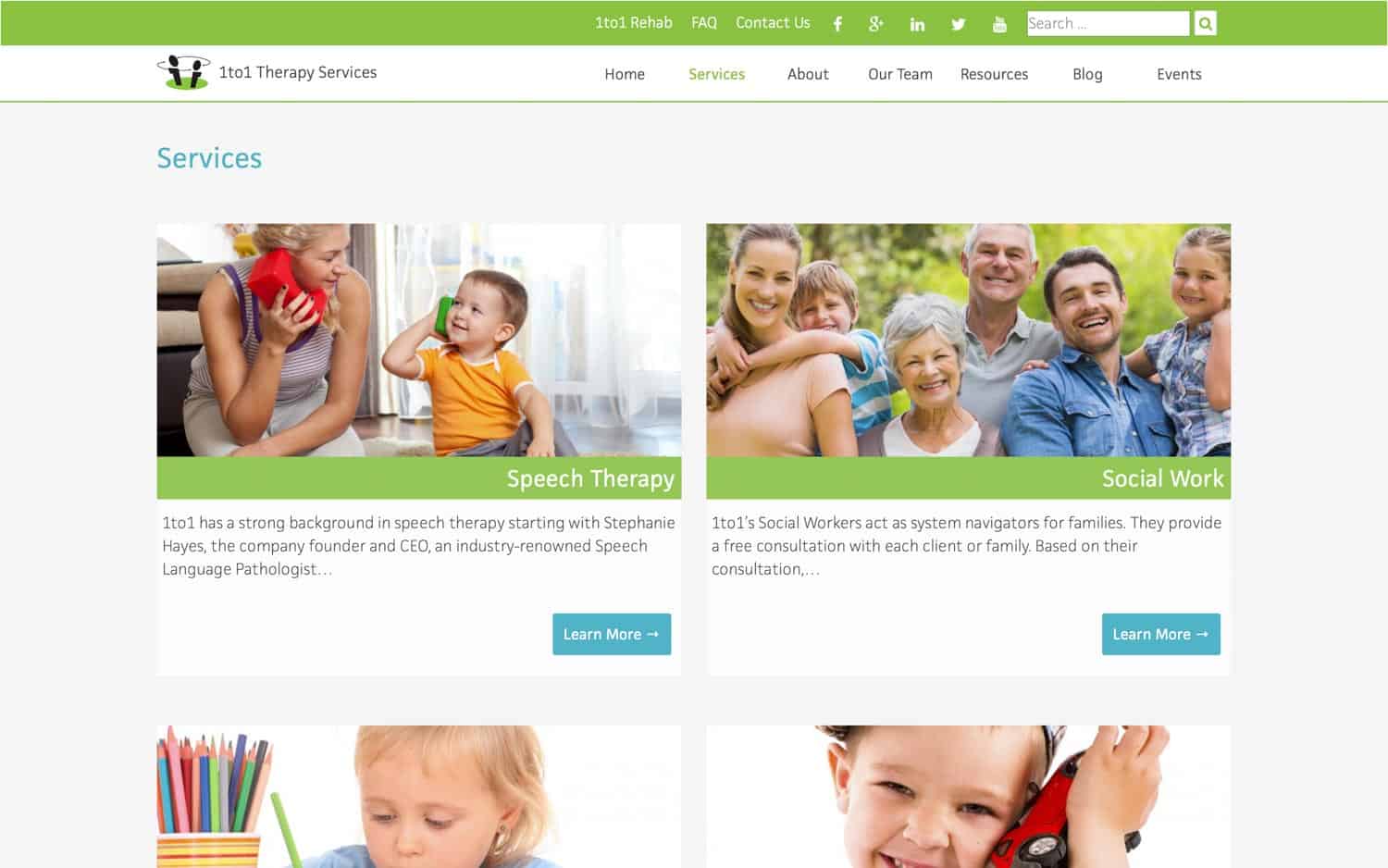 1to1 therapy services - services overview page