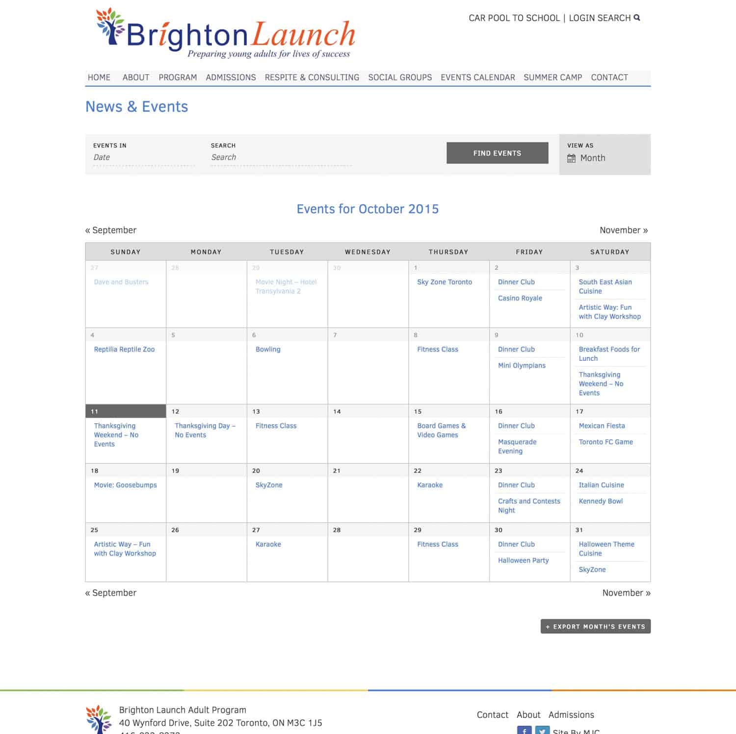 brighton launch's calendar of events for october 2015