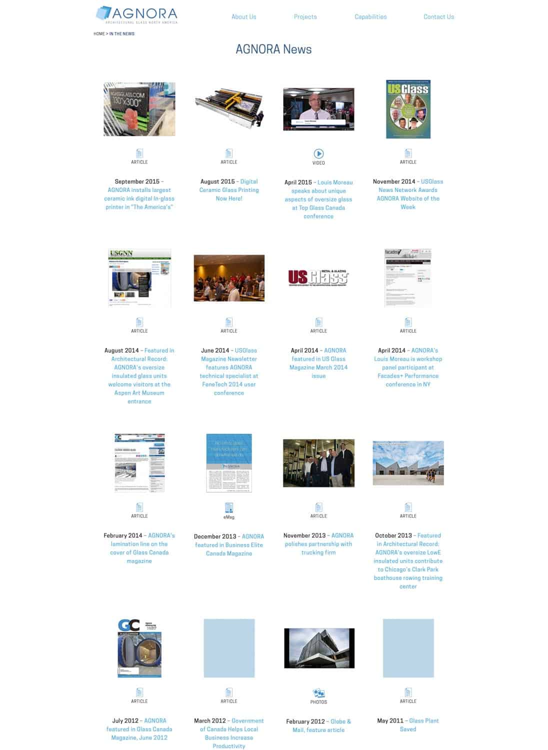 agnora website - news page
