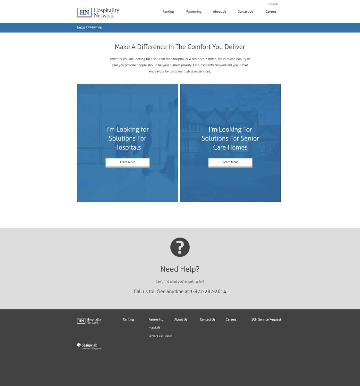 hospitality network website - partnering landing page
