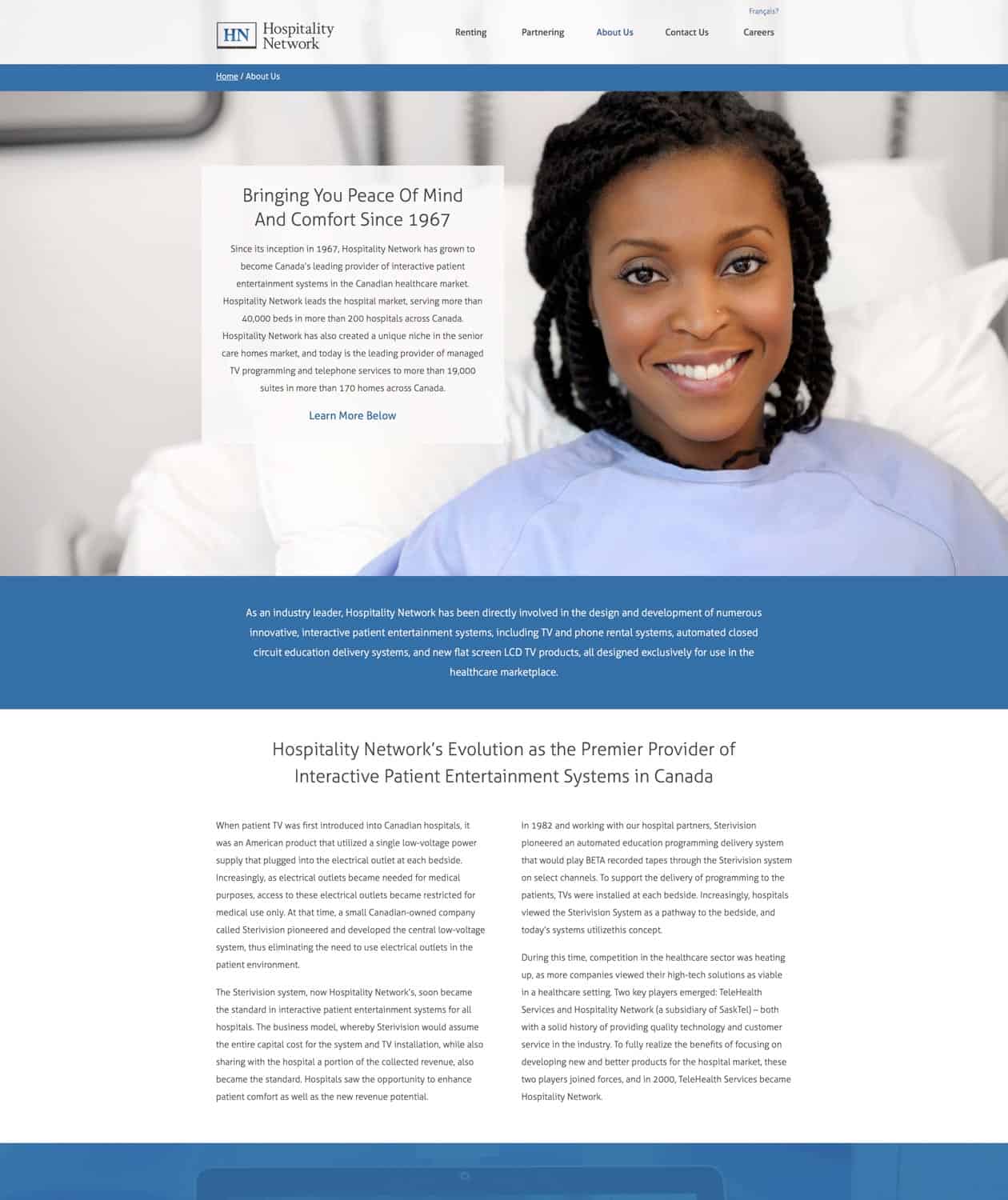 hospitality network website - about us page