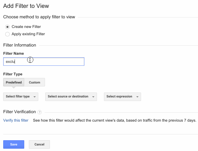 Google analytics filter - excluding traffic from your IP address