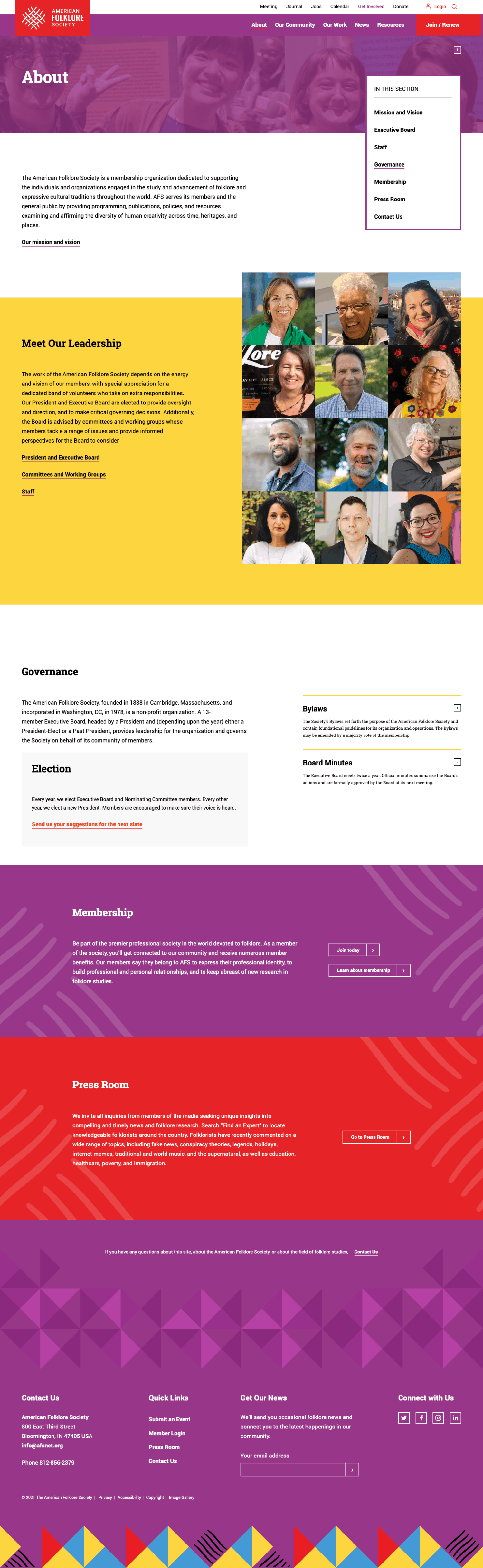 Custom WordPress Website American Folklore Society Melissa Jean Clark